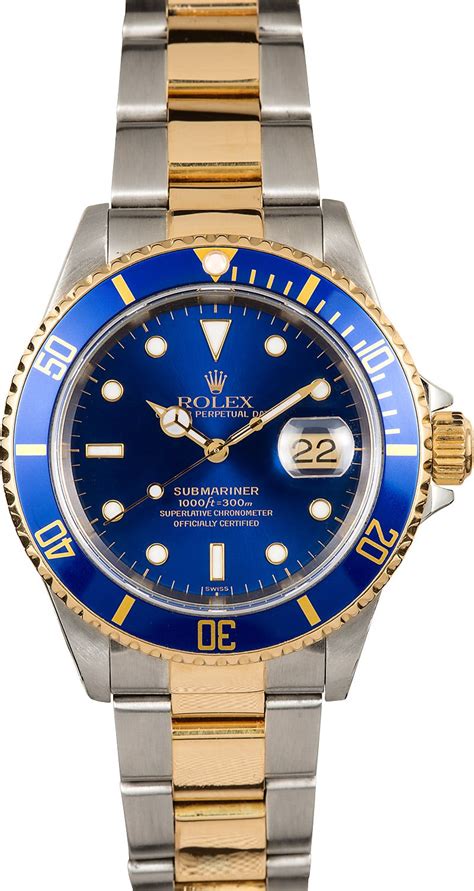 mens rolex submariner 16613 two tone blue|rolex 16613 blue for sale.